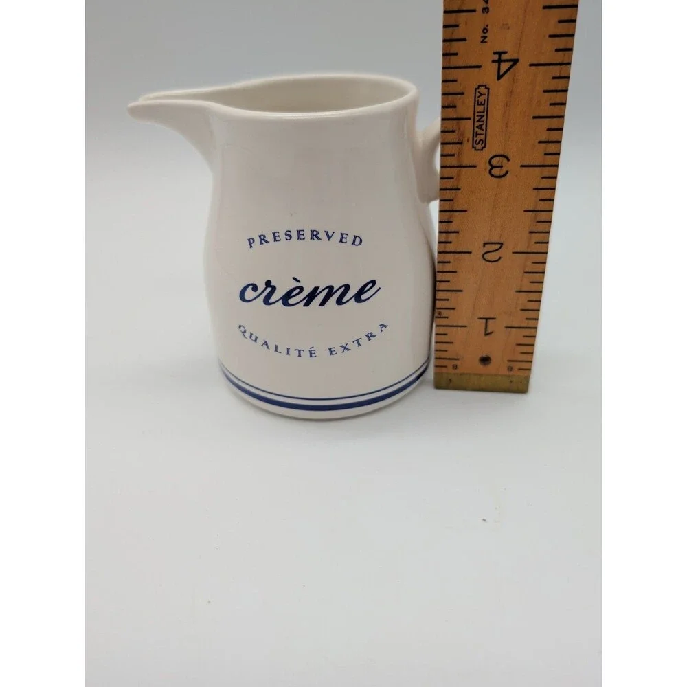 Sur La Table French Bistro Creamer Pitcher Blue White